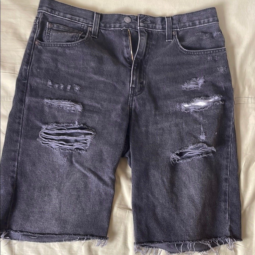Levi's Black Jean Shorts Distressed Cut-Off Style
